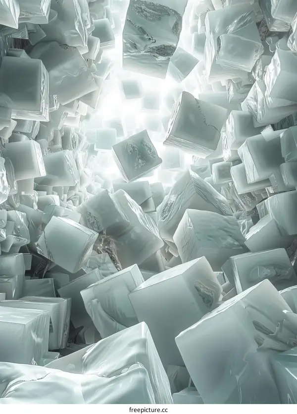 Falling Ice Cubes: Abstract Geometric Patterns