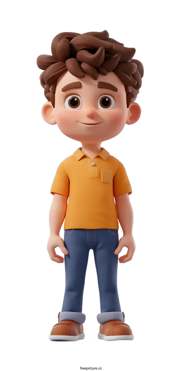 [Transparent Background PNG]3D rendering of a cute cartoon boy