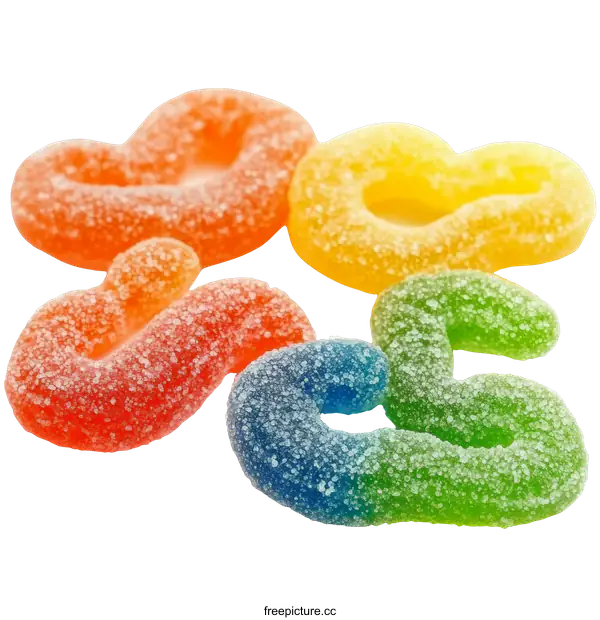 [Transparent Background PNG]Assorted Colorful Gummy Candies Close Up