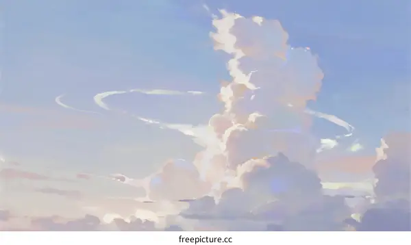 A Beautiful Scene of Fluffy Clouds Against a Clear Blue Sky