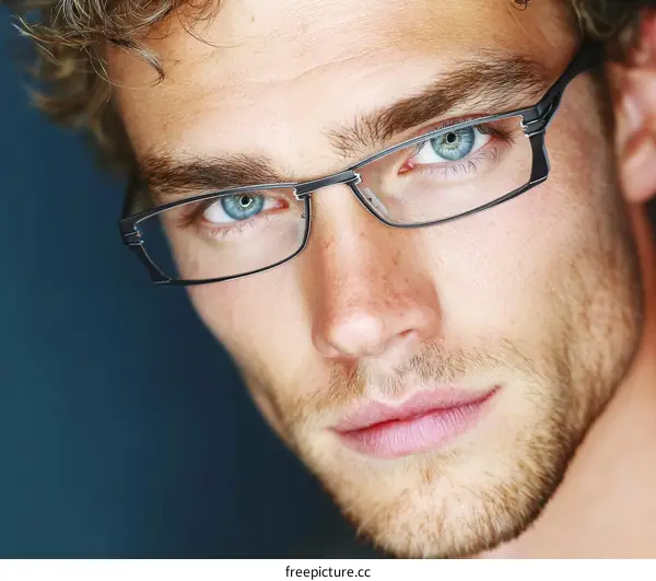 Close-up Portrait of a Caucasian Man with Glasses