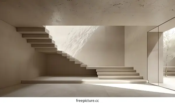 Modern Minimalist Staircase Design With Glass Wall