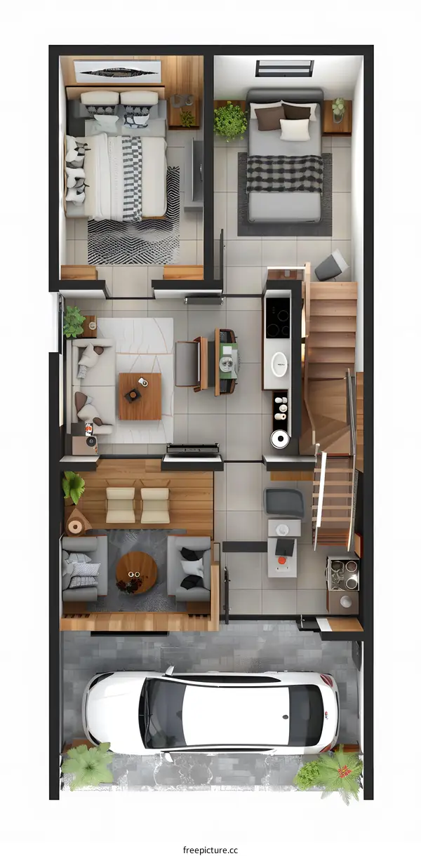 Modern House Floor Plan with Garage Design