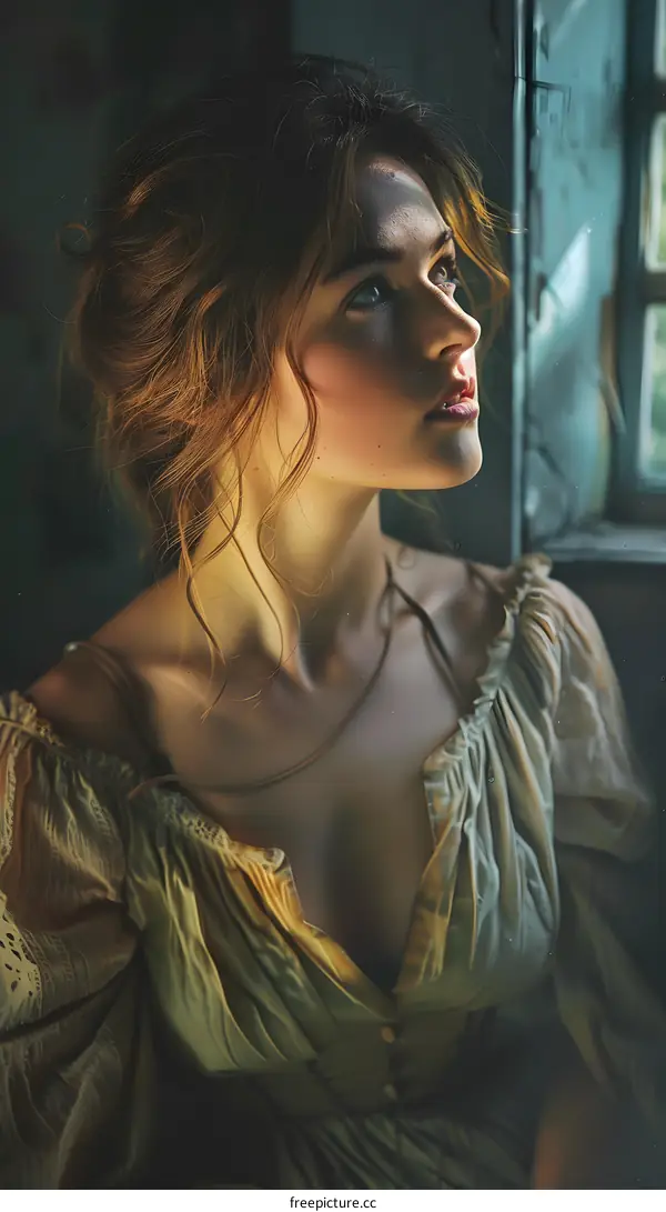 portrait of a beautiful woman in a historical dress