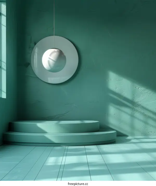 Mint Green Studio Display with Circular Mirror