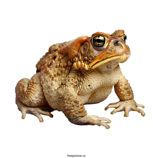 [Transparent Background PNG]A large brown toad sits on a white background