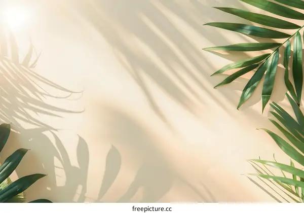 Tropical Leaf Shadow On Beige Background