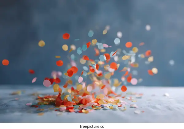 Colorful Confetti Falling on a Light Blue Background