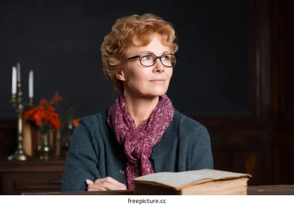 Thoughtful Senior Woman Reading Book