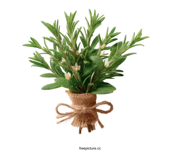[Transparent Background PNG]Fresh Rosemary and Sage Bundle for Culinary Use