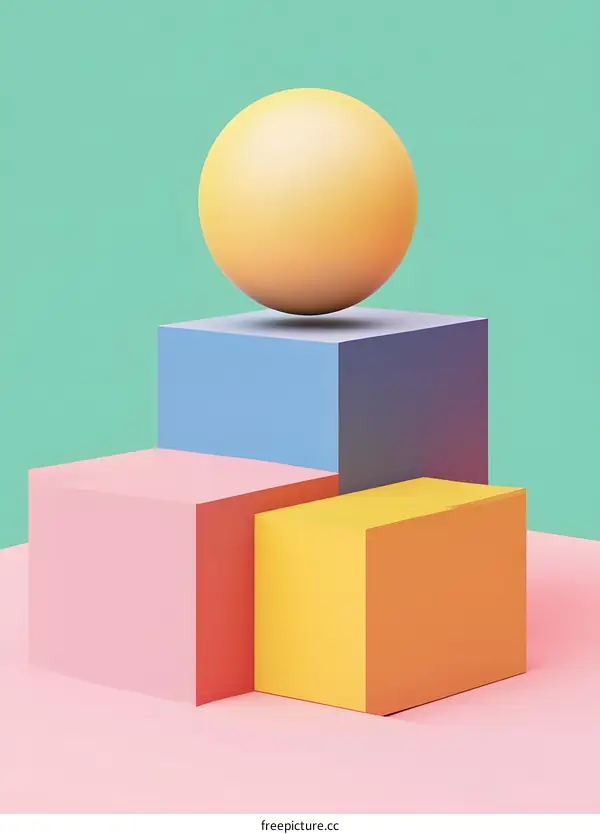 Abstract Minimal Geometric Shapes Background  3D Render