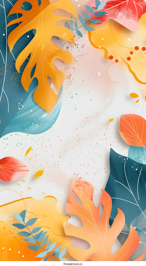 Abstract Illustration of Leaves in Warm Colors