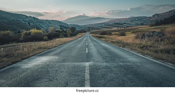 Winding Country Road at Sunset