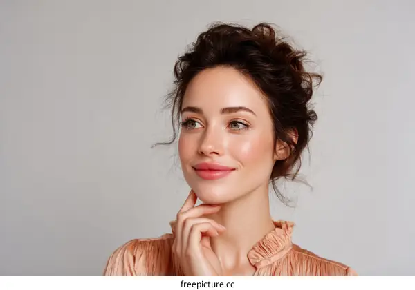 Woman with Beautiful Skin and Elegant Hairstyle