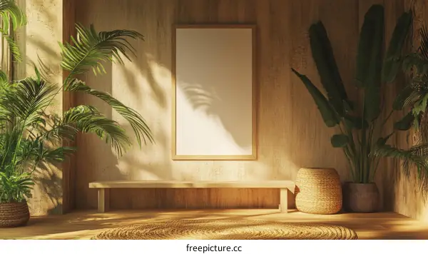 Wooden Interior Design with Tropical Plants
