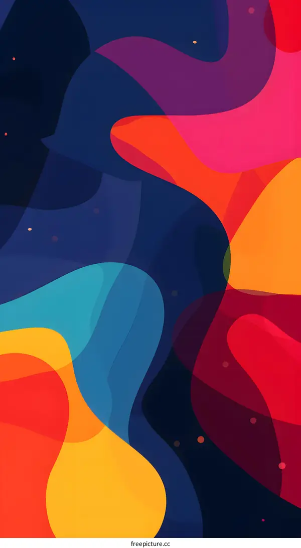 Abstract Colorful Wavy Shapes Digital Illustration