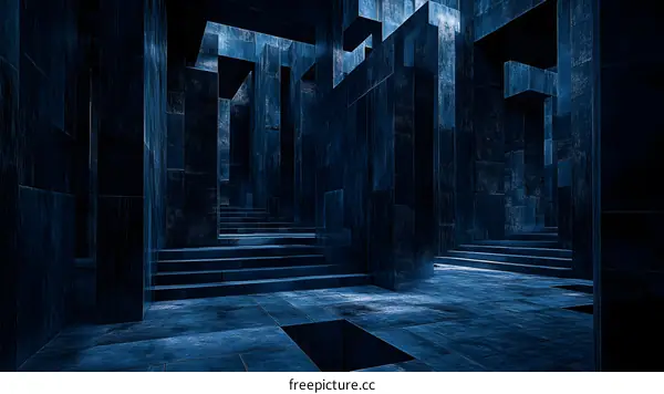 Abstract Blue Geometric Architecture Interior Design
