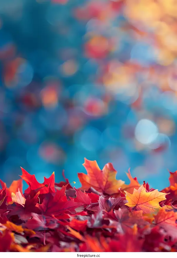 Autumn Background with Red and Yellow Leaves