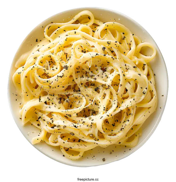 [Transparent Background PNG]A plate of pasta with cheese and black pepper