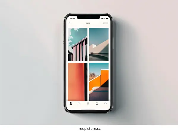 Smartphone Showing Architectural Images on Social Media App