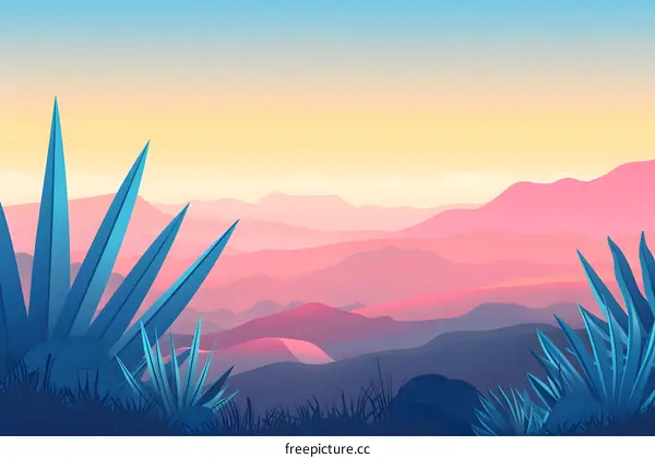 Blue agave plants in a desert landscape