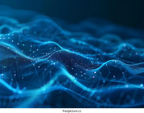 Abstract Blue Digital Wave Background