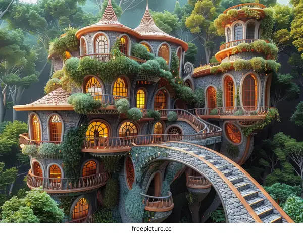 An Enchanting Tree House Nestled in a Verdant Forest