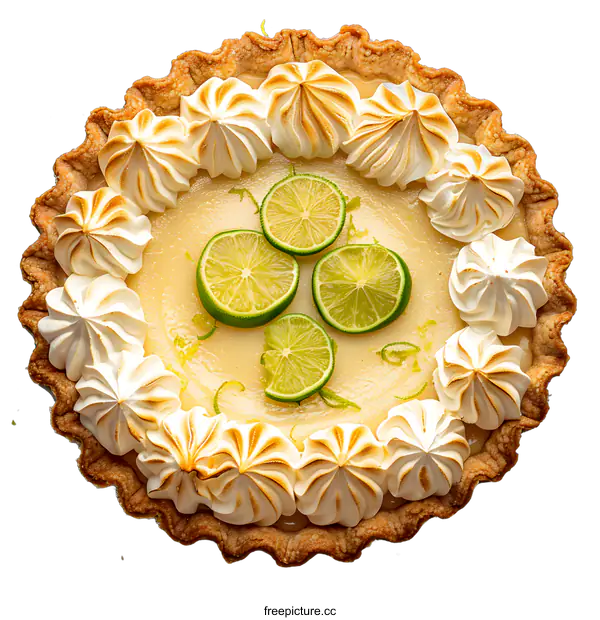 [Transparent Background PNG]Key Lime Pie Overhead View