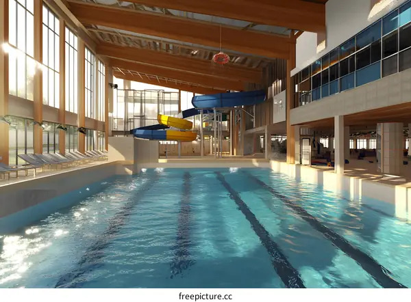 Indoor Water Park with Swimming Pool and Water Slides