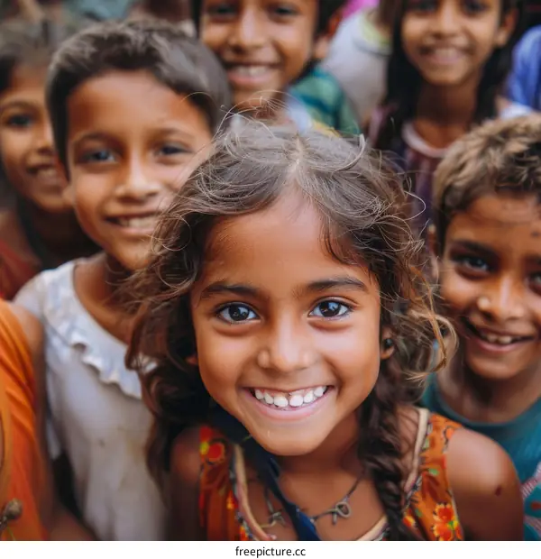Happy Indian children in a group