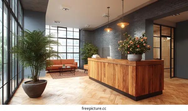 Modern Industrial Style Reception Area Illustration