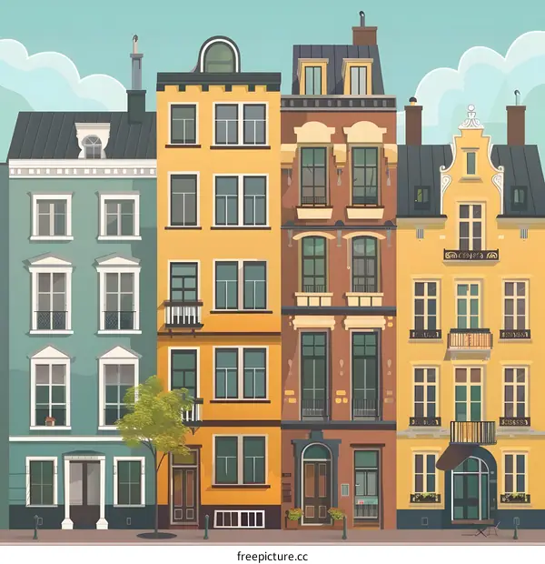 European Style Building Architecture Illustration