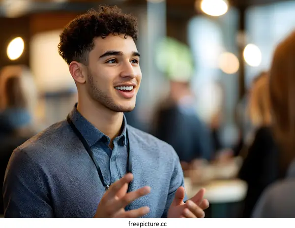 Young Man in a Business Meeting