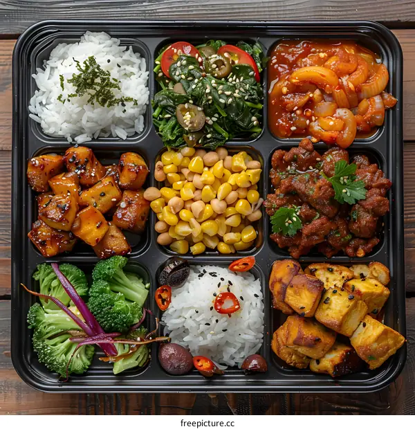 A delicious and healthy lunch box with a variety of food items