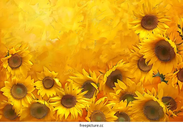 Yellow Sunflowers On Yellow Background