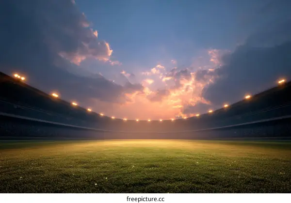 Empty Stadium at Sunset