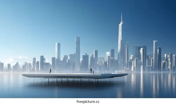 Futuristic Platform Over a Metropolis Skyline