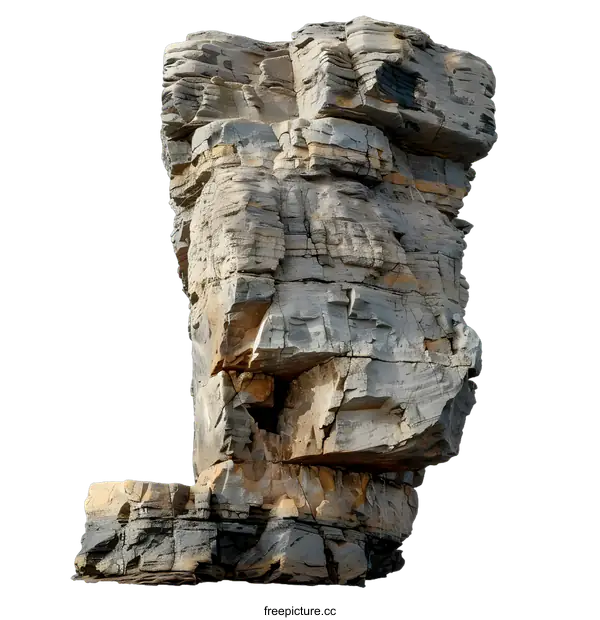 [Transparent Background PNG]Isolated Grey Rock Formation On White Background