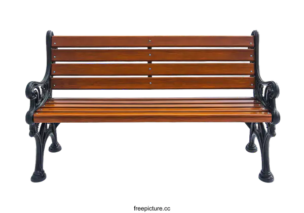 [Transparent Background PNG]Classic Wooden Park Bench on White Background