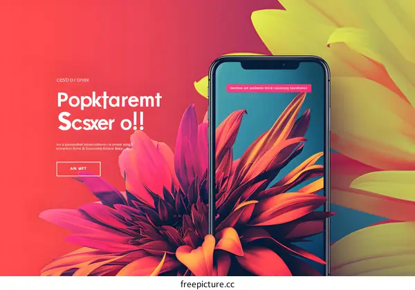 Smartphone Mockup with Flower Background