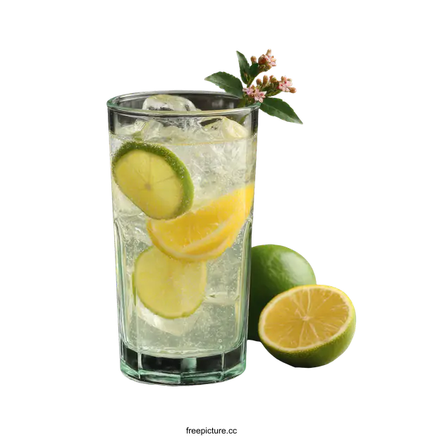 [Transparent Background PNG]Refreshing Citrus Sparkling Drink in Glass