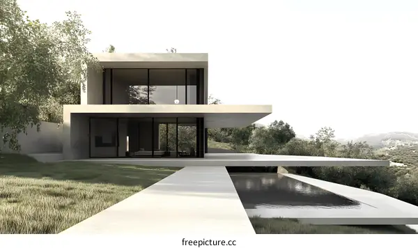 Modern Minimalist Concrete House with Infinity Pool and Stunning Mountain Views