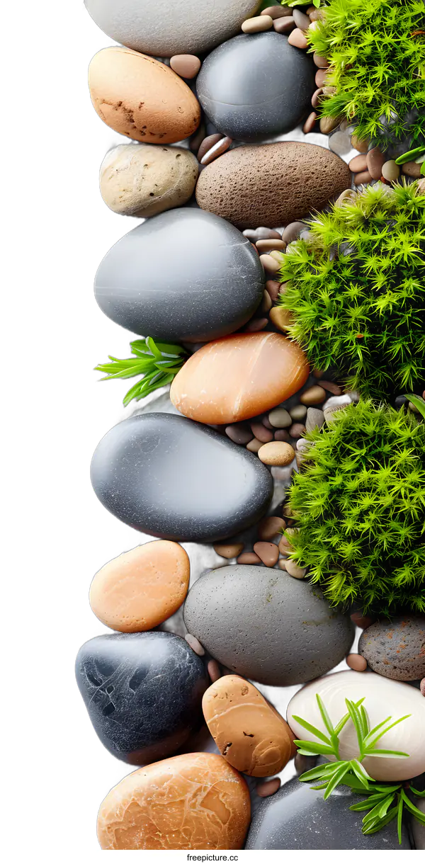 [Transparent Background PNG]Zen Garden Stones and Moss