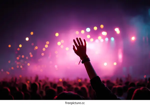 Concert Crowd Raising Hands Upward