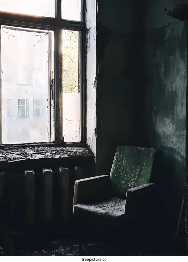 Abandoned Room With Dusty Chair And Window