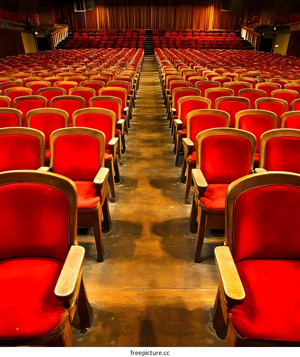 Red Seats In A Theater Auditorium
