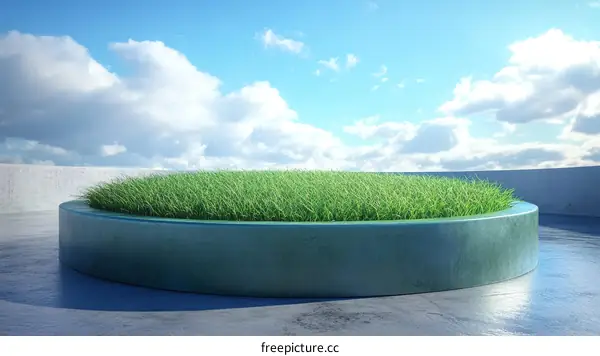 Modern Green Grass Garden Design Illustration