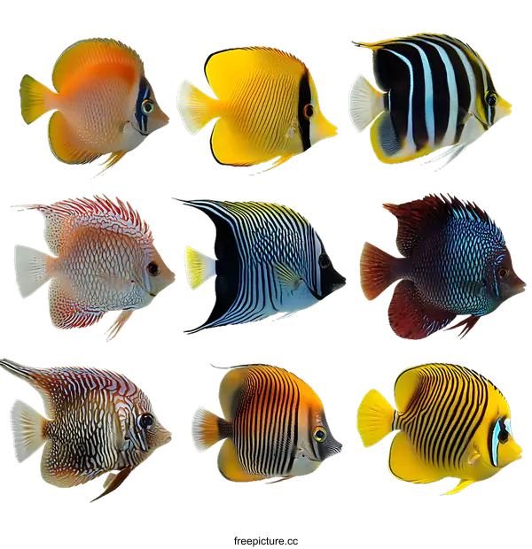 [Transparent Background PNG]Colorful Reef Fish Collection