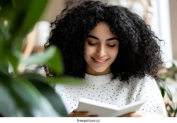 Close Up Portrait of a Young Woman Reading