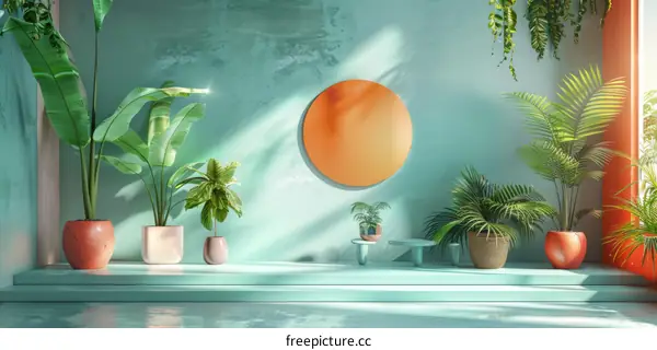 Vibrant Tropical Indoor Garden Scene